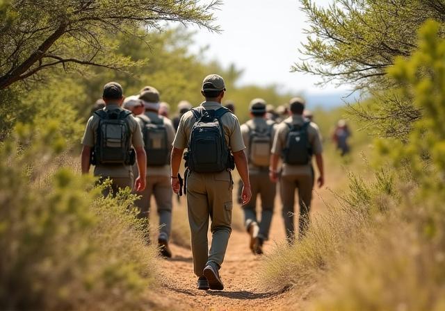 Safari piesze z profesjonalnym tropicielem w gęstym buszu