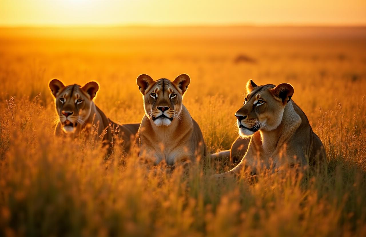 Majestatyczne lwy na afrykańskiej sawannie